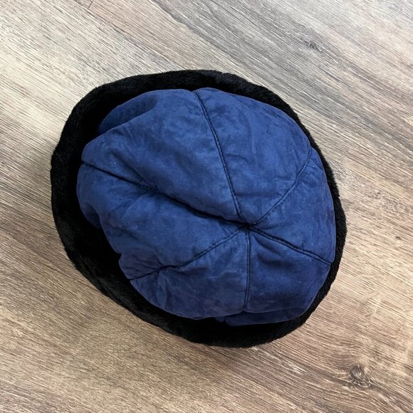 Skea Vintage Faux Fur Winter Hat Navy - Picture 2 of 8